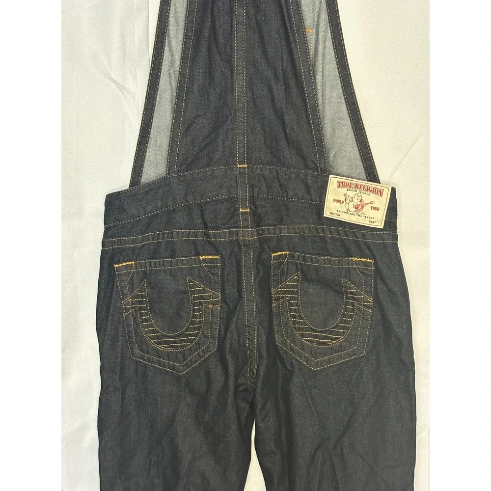 True Religion M Y2K Denim Overalls Moto Biker Carpenter Workwear Grunge 37x31
